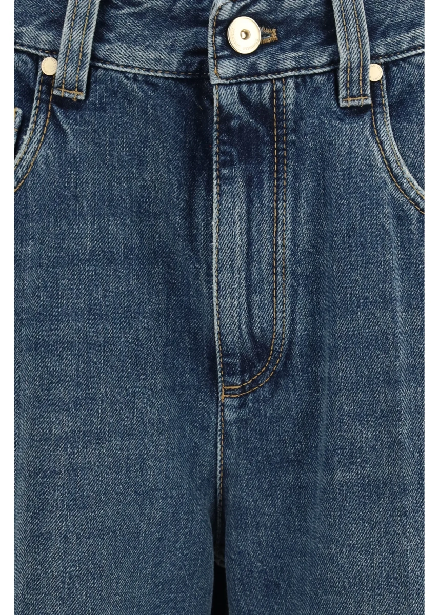 Blugi Contemporary Loose Authentic denim Pants with monili - Img 3