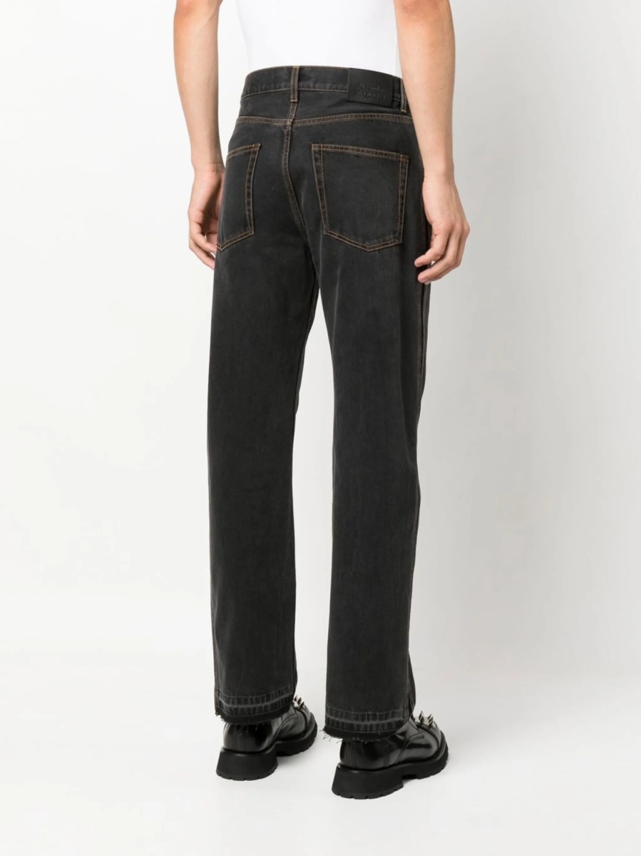 Blugi drepti Alexander McQueen negri din bumbac - Img 4