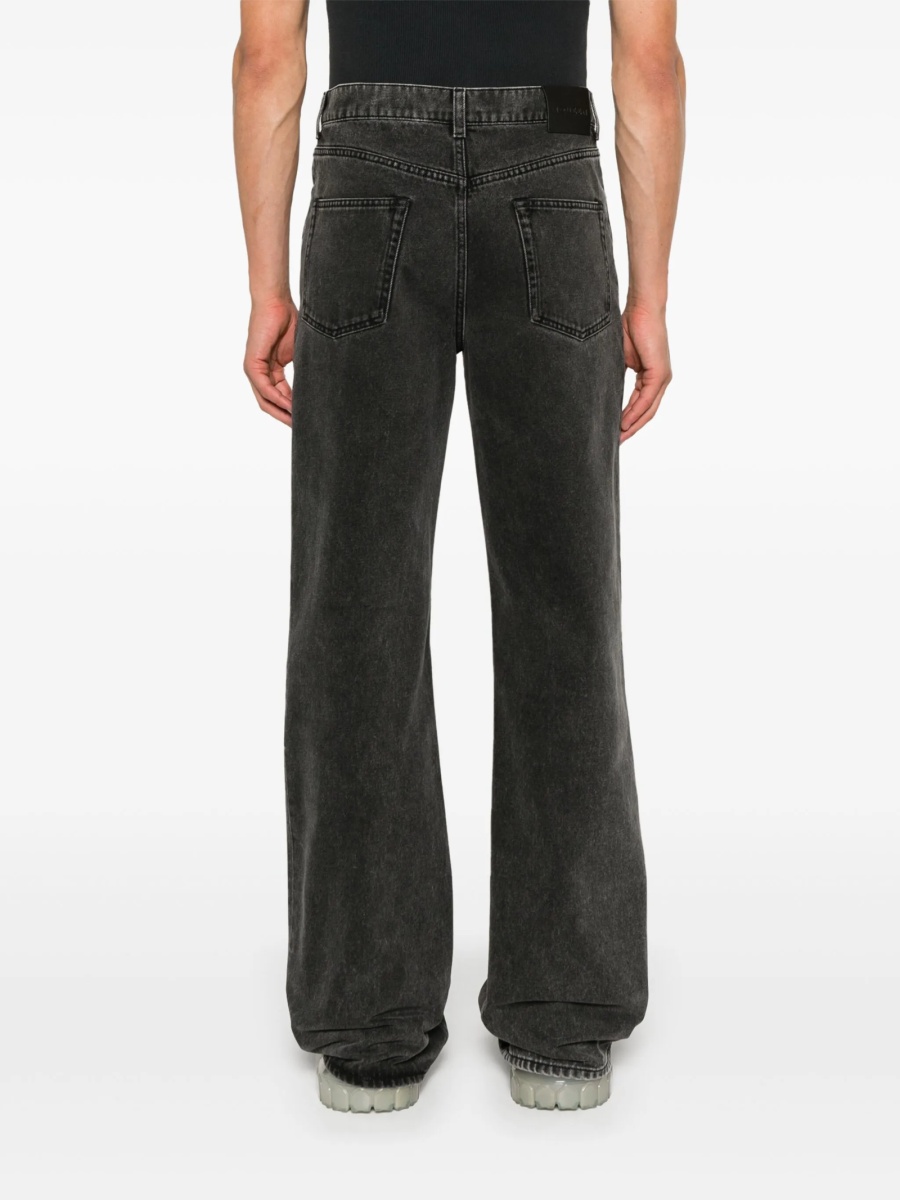 Blugi drepti Alexander McQueen negri din piele si bumbac organic - Img 4