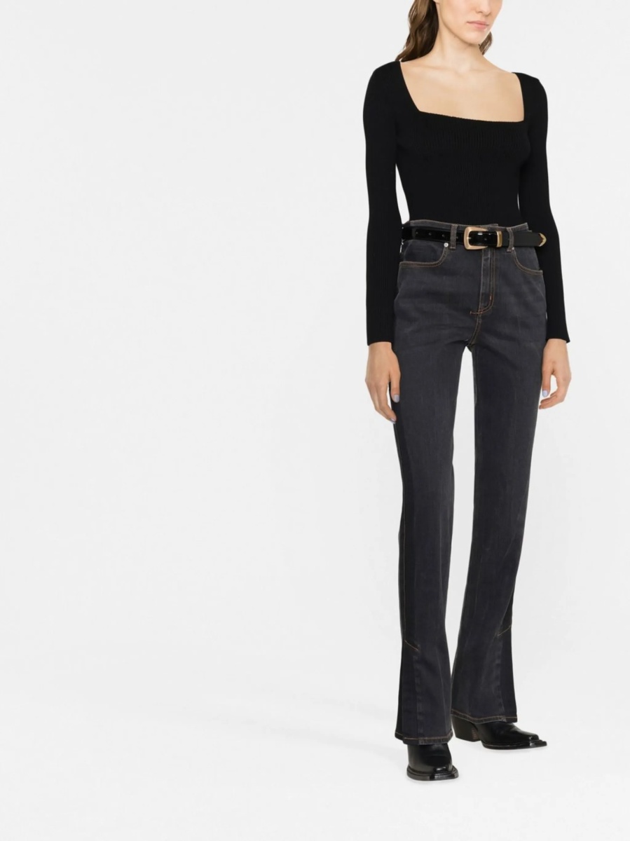 Blugi drepti Alexander McQueen negri din spandex/elastan si bumbac - Img 2