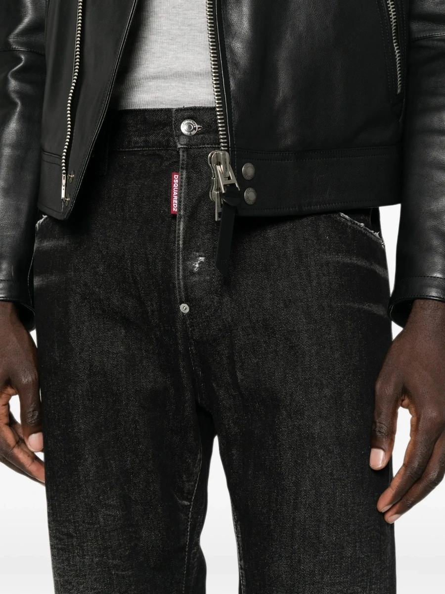 Blugi drepti DSQUARED2 negri din denim - Img 9