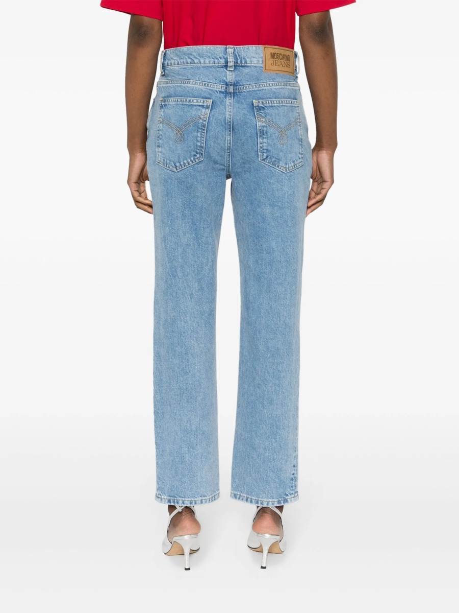 Blugi drepti MOSCHINO JEANS albastri din bumbac - Img 4