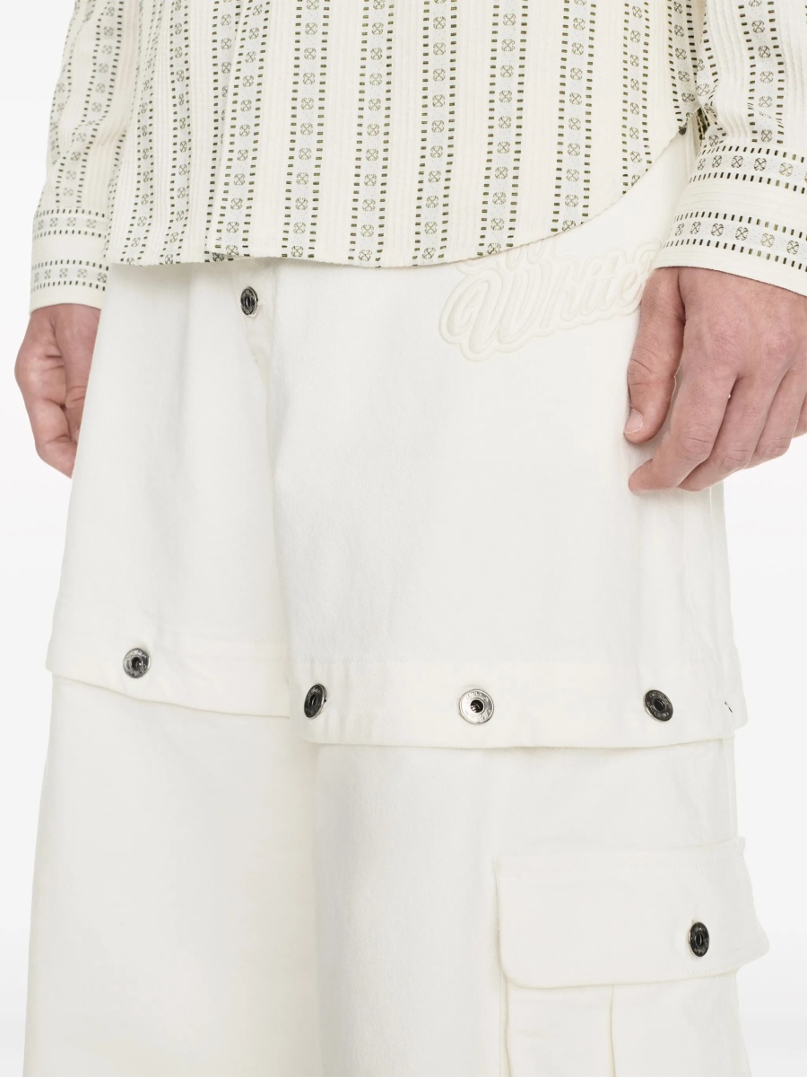 Blugi drepti Off-White albi din elastan si bumbac - Img 5