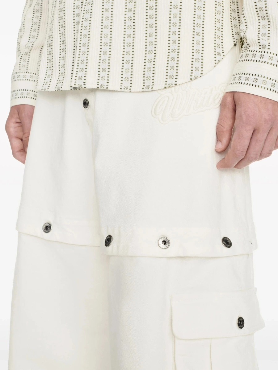 Blugi drepti Off-White albi din elastan si bumbac - Img 5