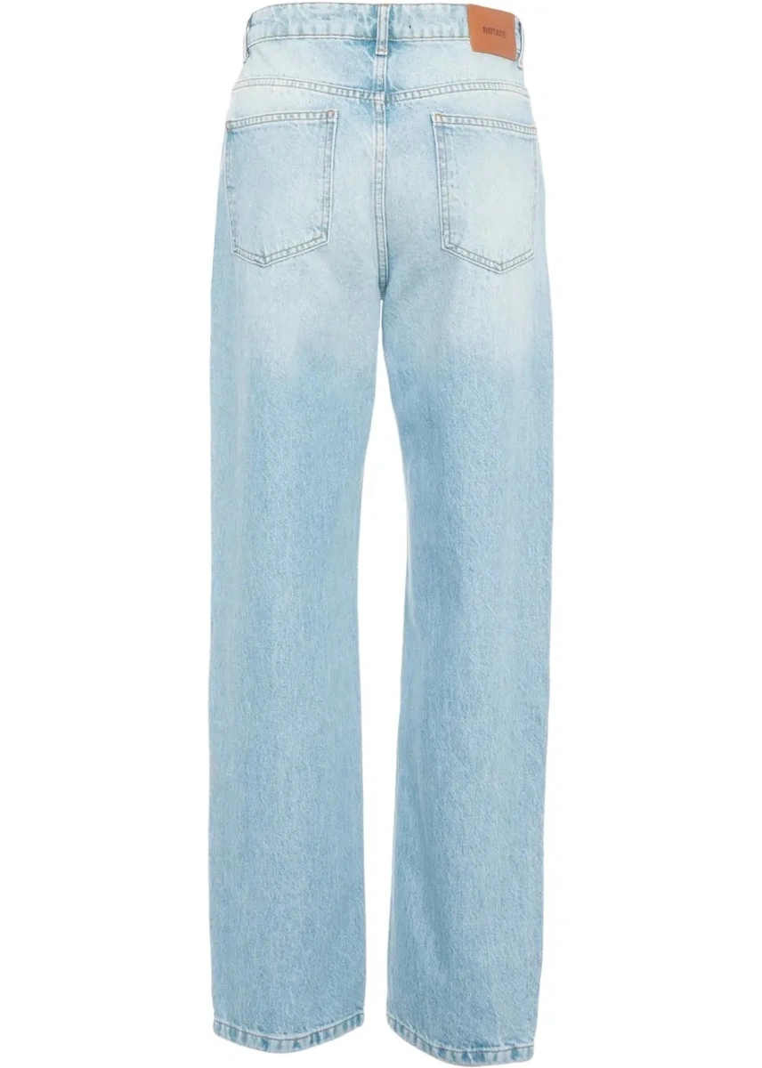 Blugi drepti ROTATE Birger Christensen albastri din denim - Img 4