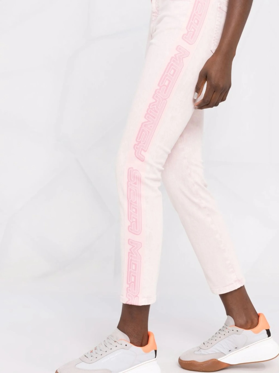 Blugi drepti Stella McCartney roz din bumbac si spandex/elastan - Img 3