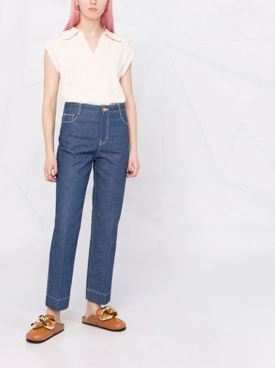 Blugi drepti Tory Burch albastri - Img 2