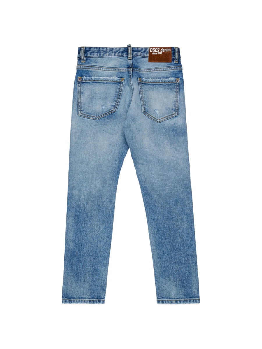 Blugi DSQUARED2 albastri din bumbac si elastan - Img 2
