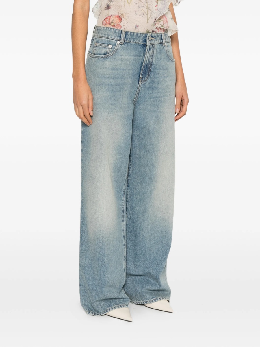 Blugi evazati Alexander McQueen albastri din bumbac - Img 3