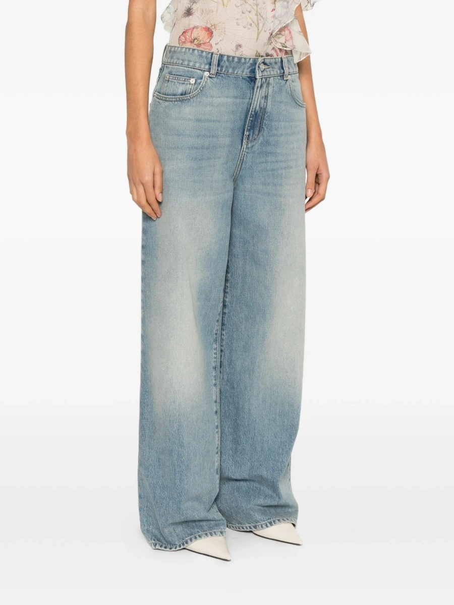 Blugi evazati Alexander McQueen albastri din bumbac - Img 3