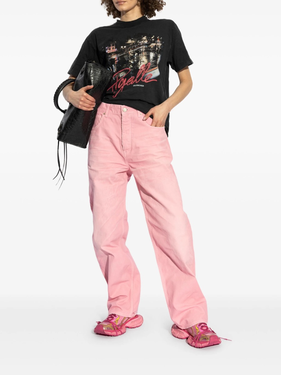 Blugi evazati Balenciaga roz - Img 2