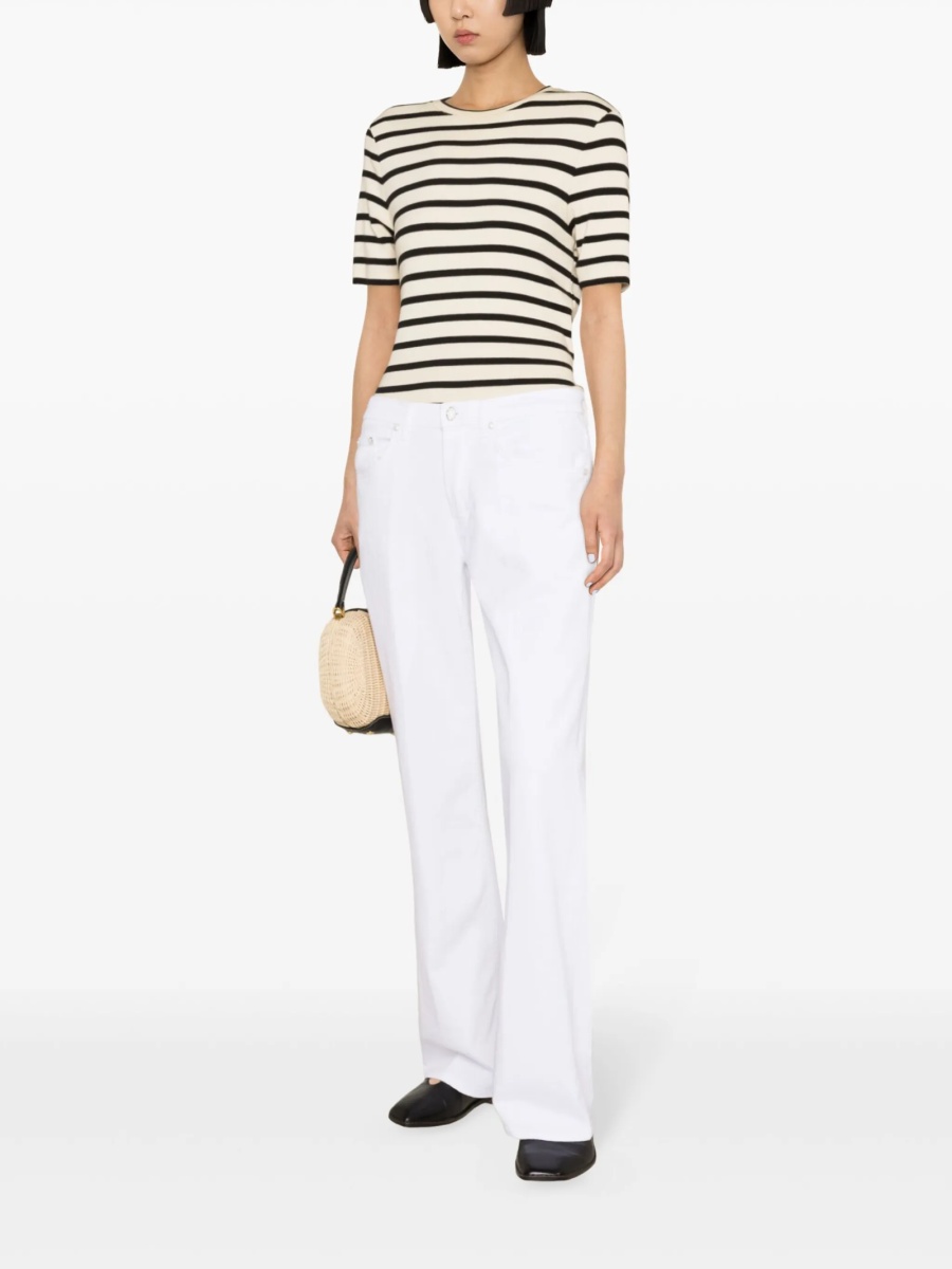 Blugi evazati Dondup albi din spandex/elastan si bumbac - Img 3