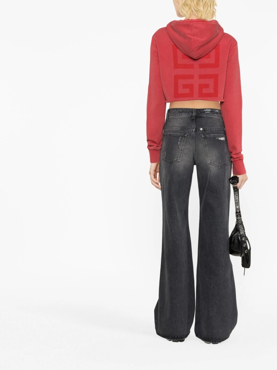 Blugi evazati Givenchy negri din bumbac - Img 3