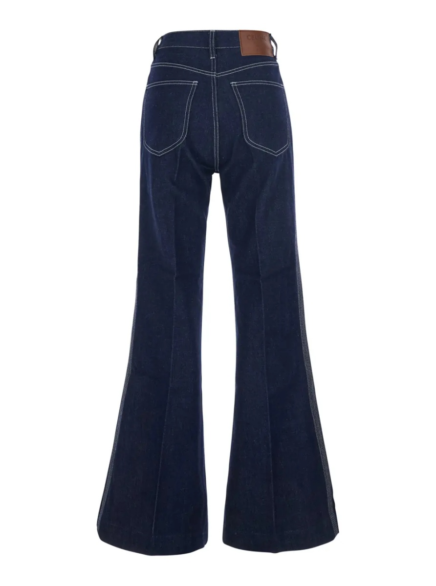 Blugi Flare jeans with logo patch applied on the back in blue denim for women - Img 2