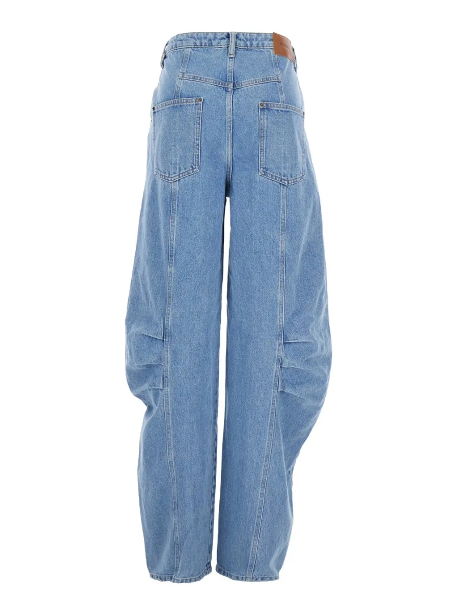Blugi Light Blue Jeans with Central Stitching and Logo Patch on the Back in Denim Woman - Img 2