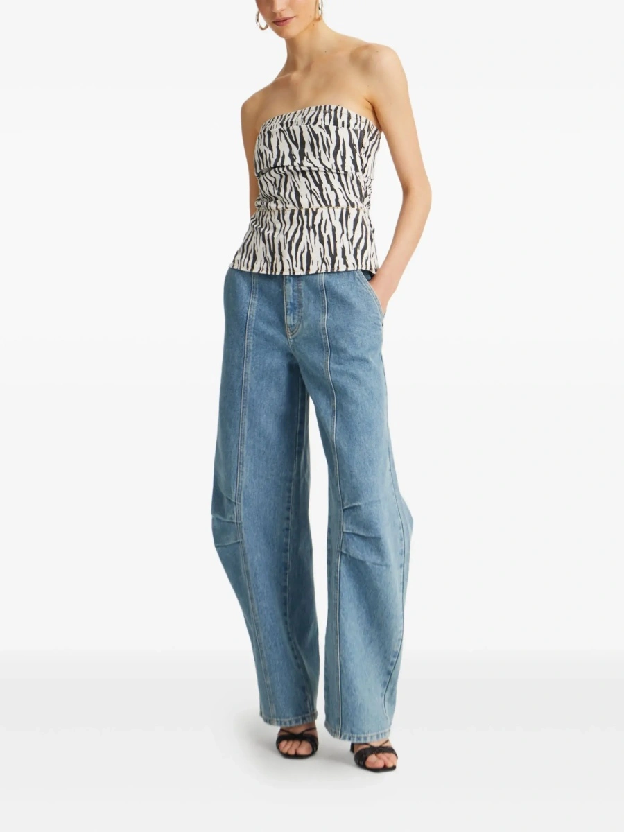 Blugi Light Blue Jeans with Central Stitching and Logo Patch on the Back in Denim Woman - Img 4