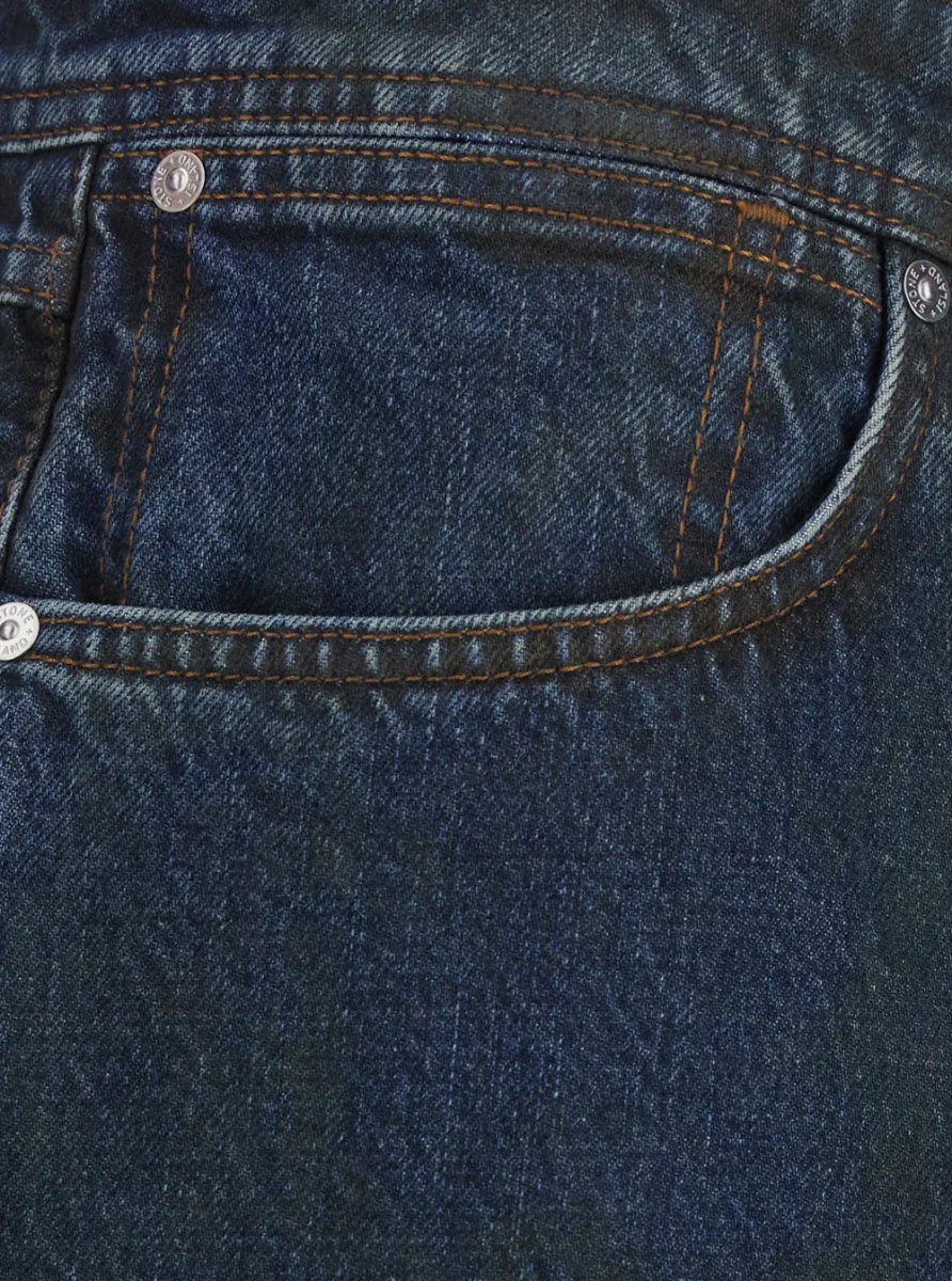 Blugi Loose Denim with pockets and brown patch for men - Img 3
