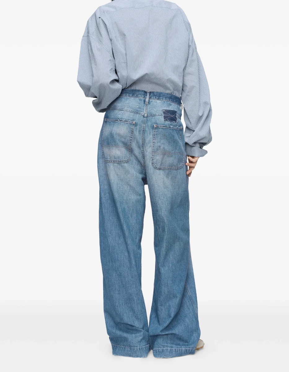 Blugi Patchwork-detail wide leg Jeans - Img 3
