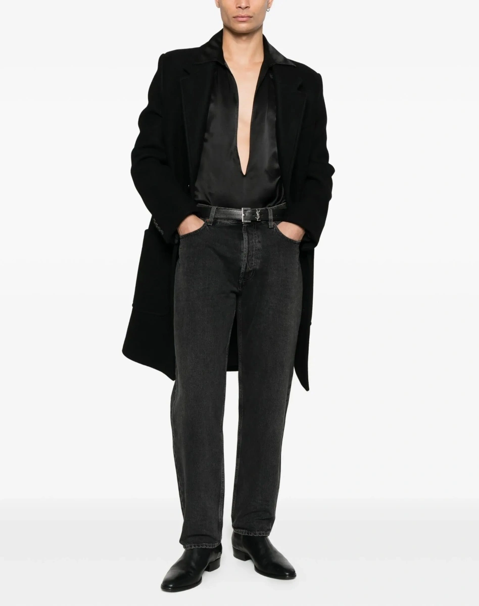 Blugi Saint Laurent negri din denim - Img 5