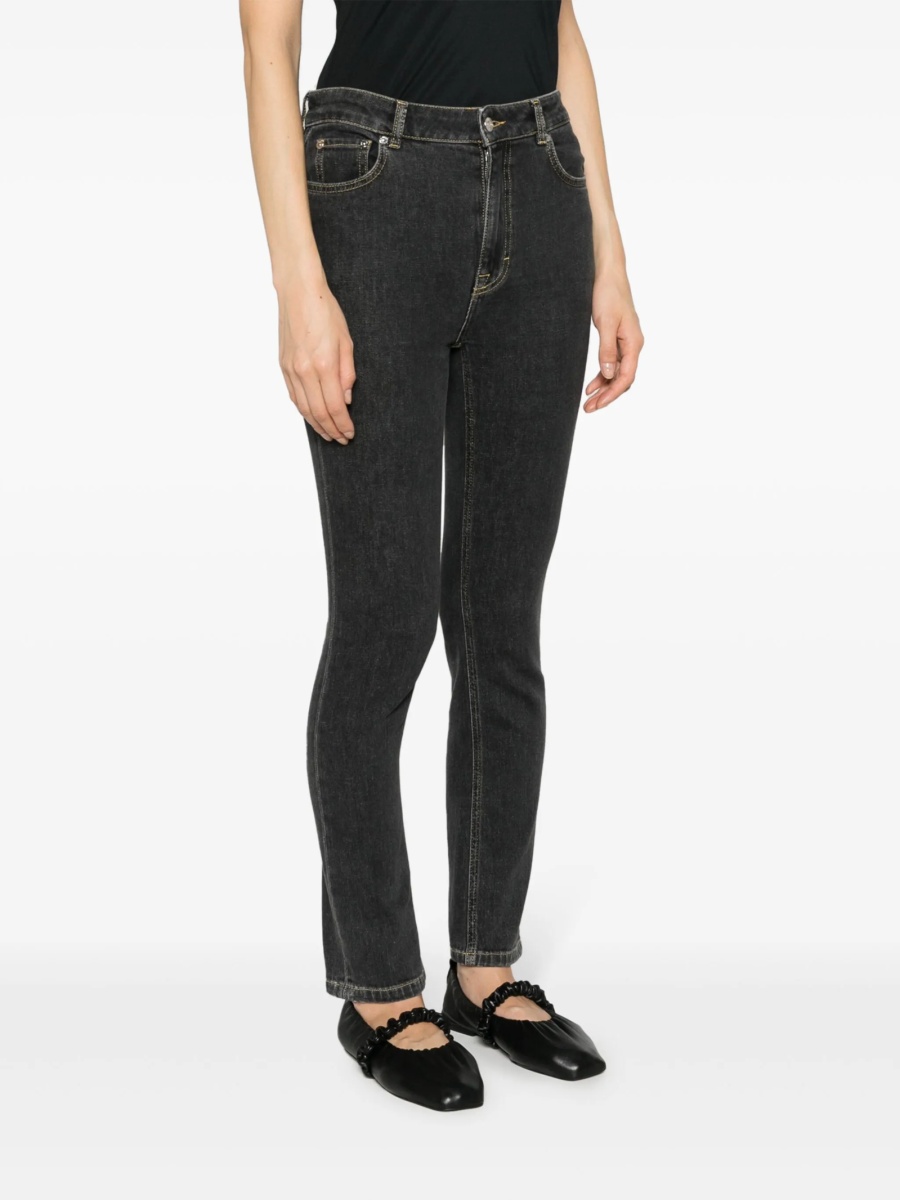 Blugi Skinny MOSCHINO JEANS negri din bumbac si spandex/elastan - Img 3