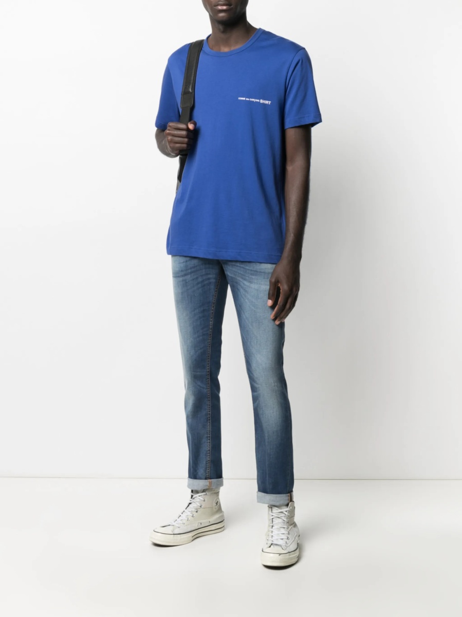 Blugi slim fit Dondup albastri din spandex/elastan si bumbac - Img 2