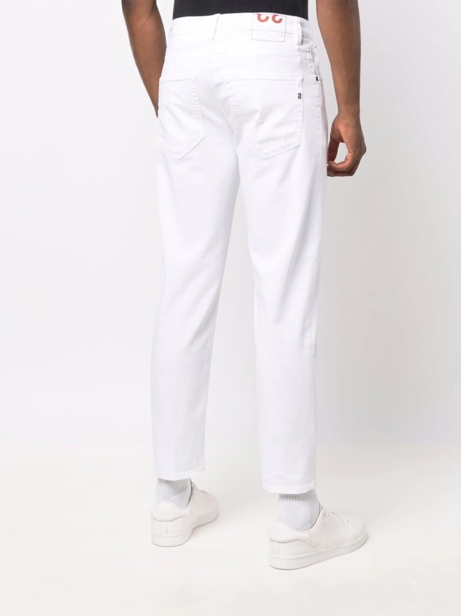 Blugi slim fit Dondup albi din polyester si bumbac - Img 4