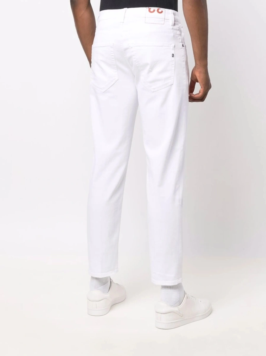 Blugi slim fit Dondup albi din polyester si bumbac - Img 4