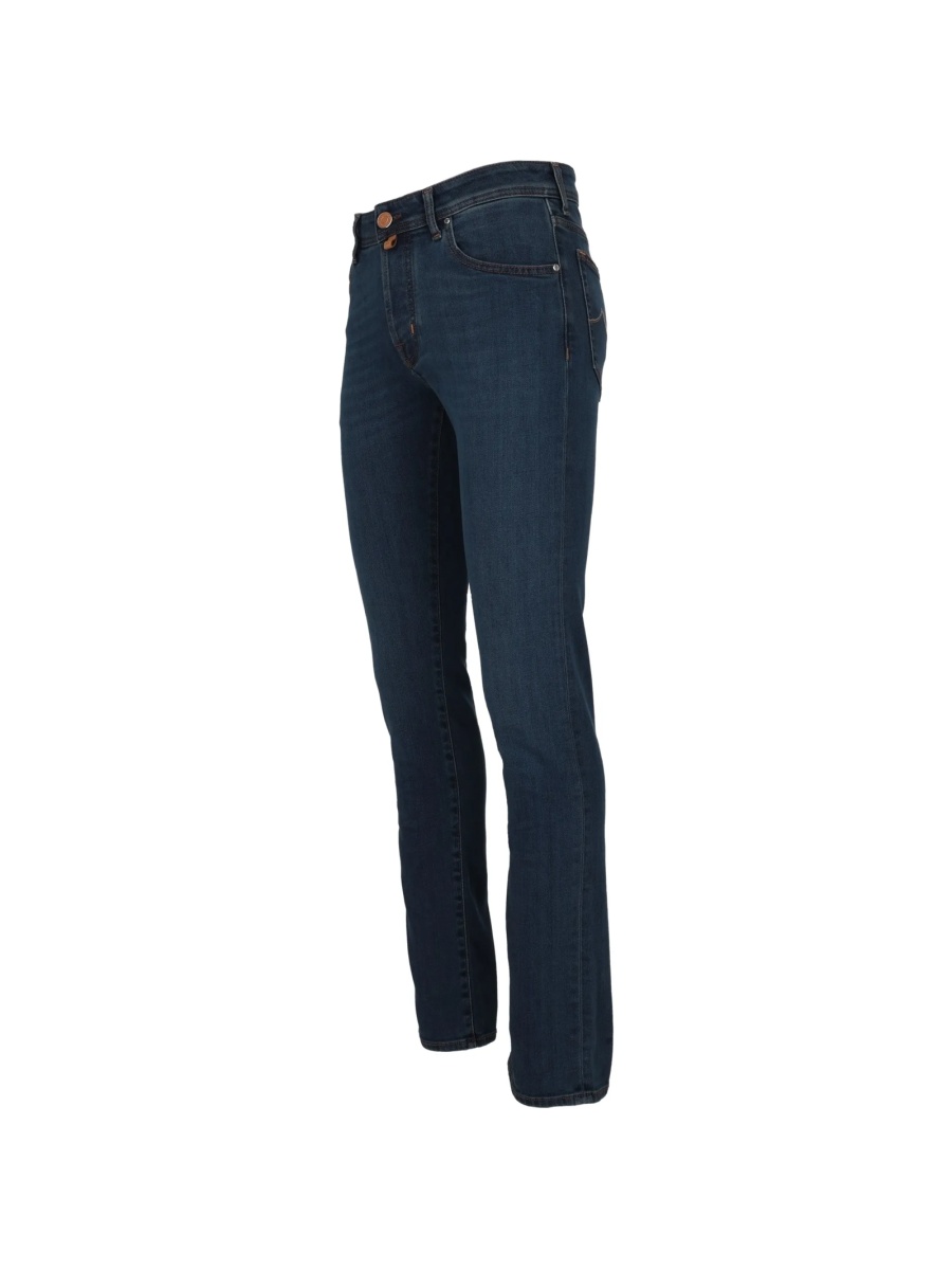 Blugi slim fit Jacob Cohen albastri din elastan si lyocell - Img 4