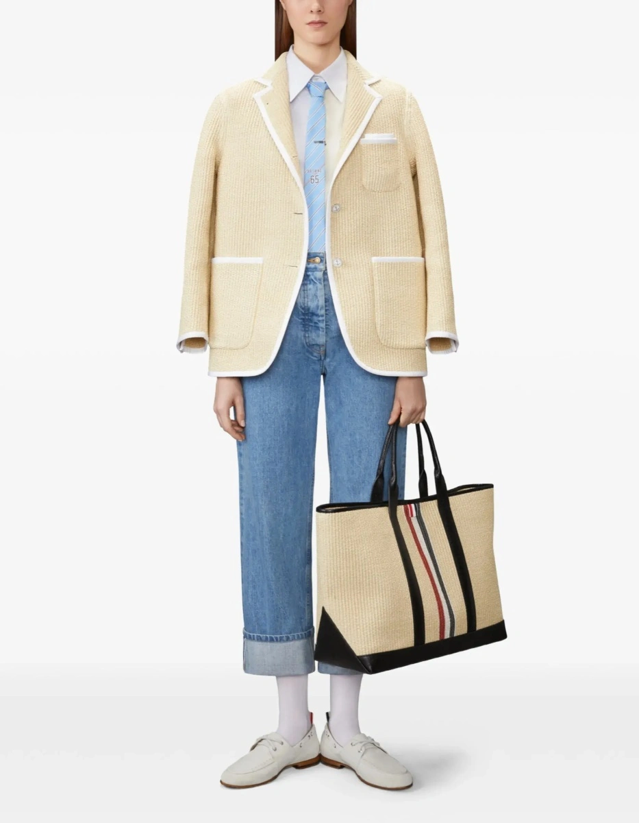 Blugi Thom Browne albastri din bumbac - Img 4