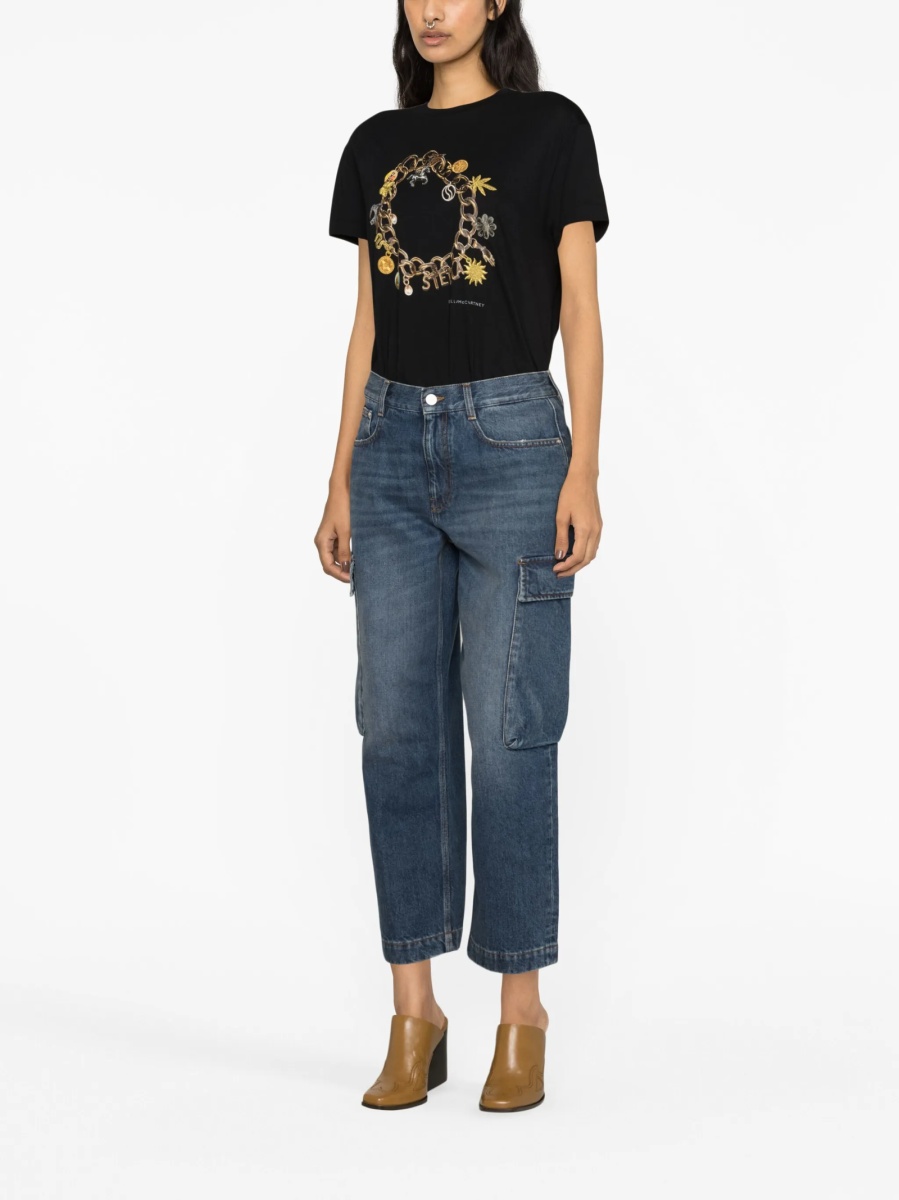 Blugi trei sferturi Stella McCartney albastri din bumbac - Img 2