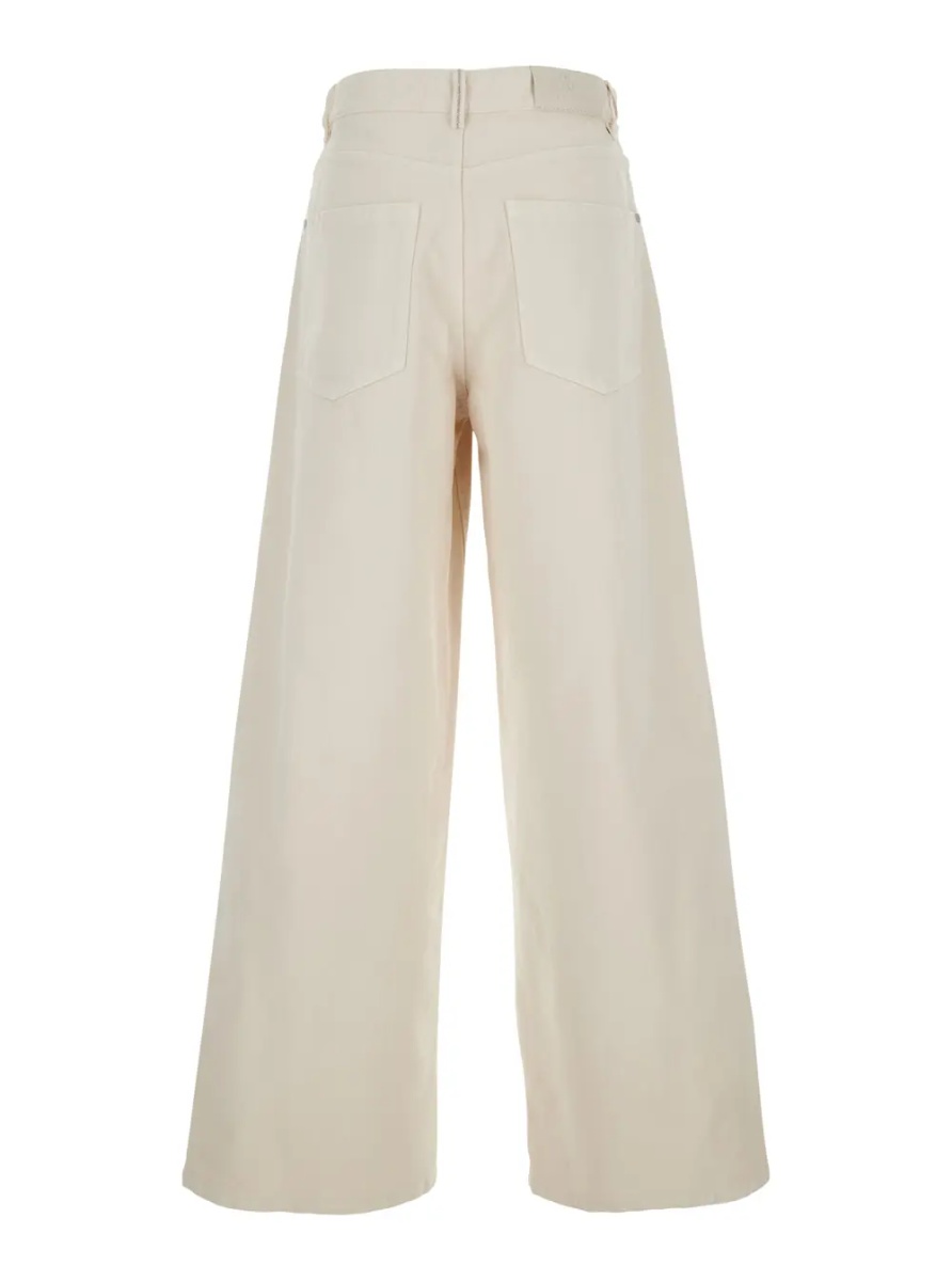Blugi White Wide Jeans with Five-Pocket Design in Bleached Denim for Women - Img 2