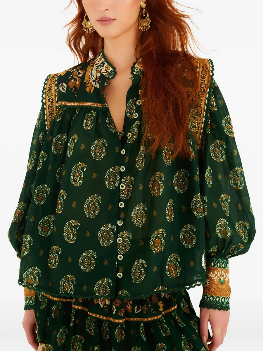 Bluza FARM RIO verde din bumbac - Img 6