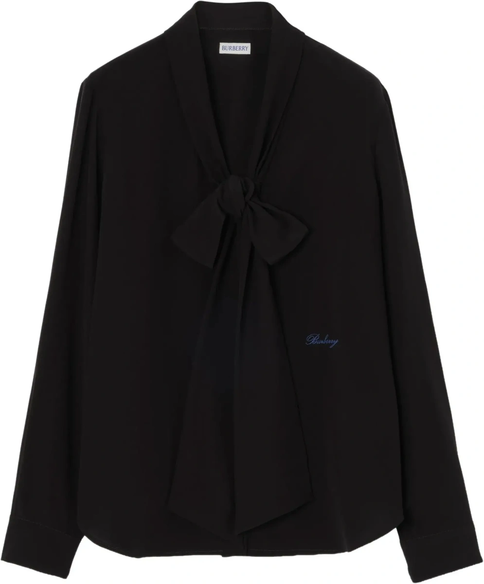 Bluza Silk Blouse with embroidered logo and scarf detail - Img 6