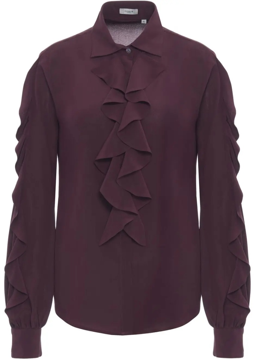 Bluza Silk blouse with ruffle details - Img 2