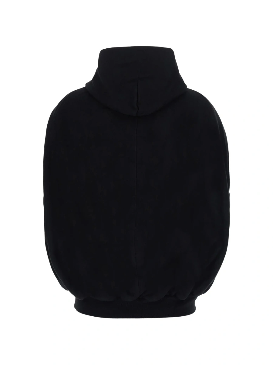 Bluza trening Black sweatshirt with fixed hood and cape effect in cotton for women - Img 4