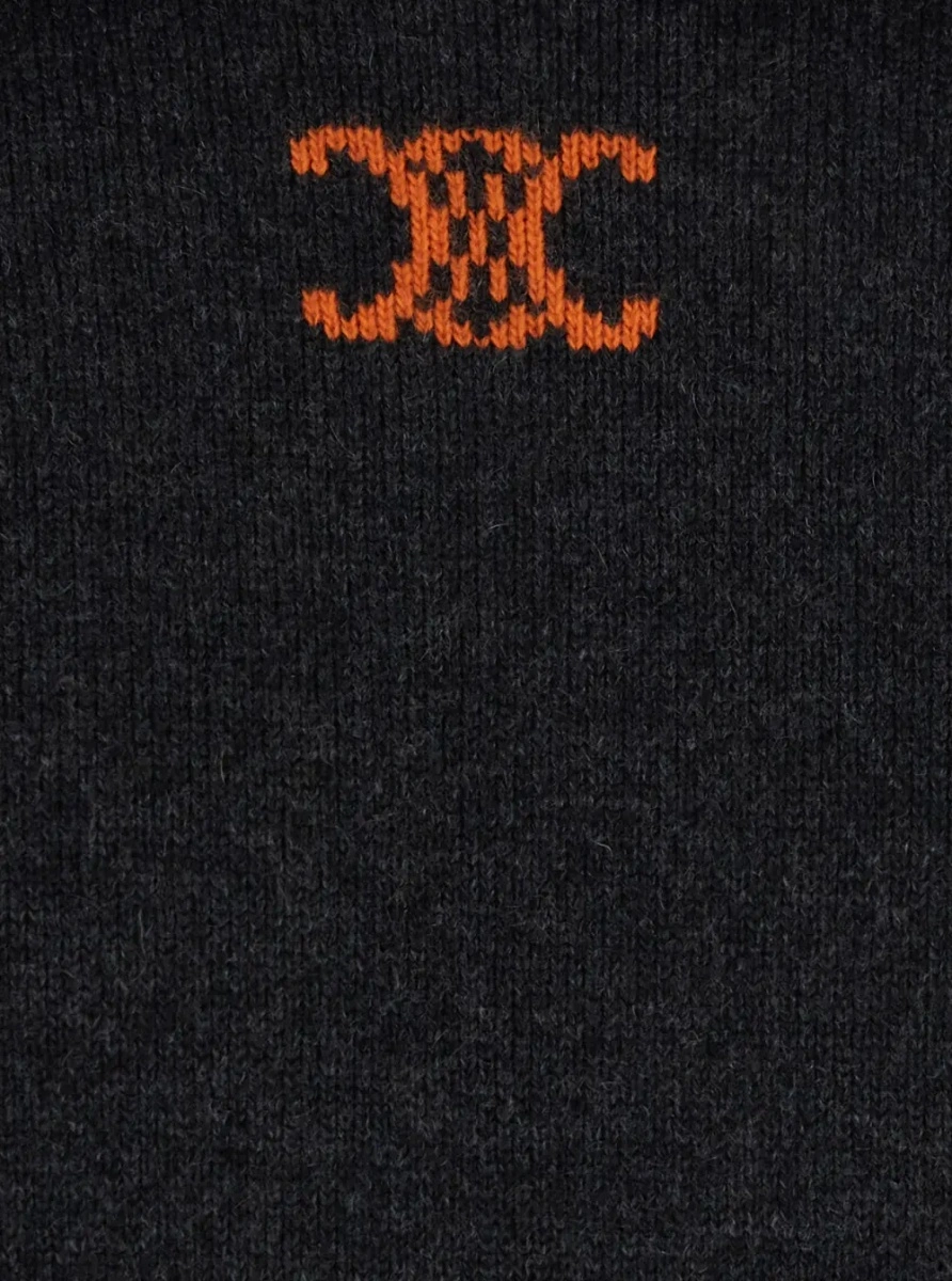 Bluza trening Grey men's cashmere hoodie with embroidered logo on the front - Img 3