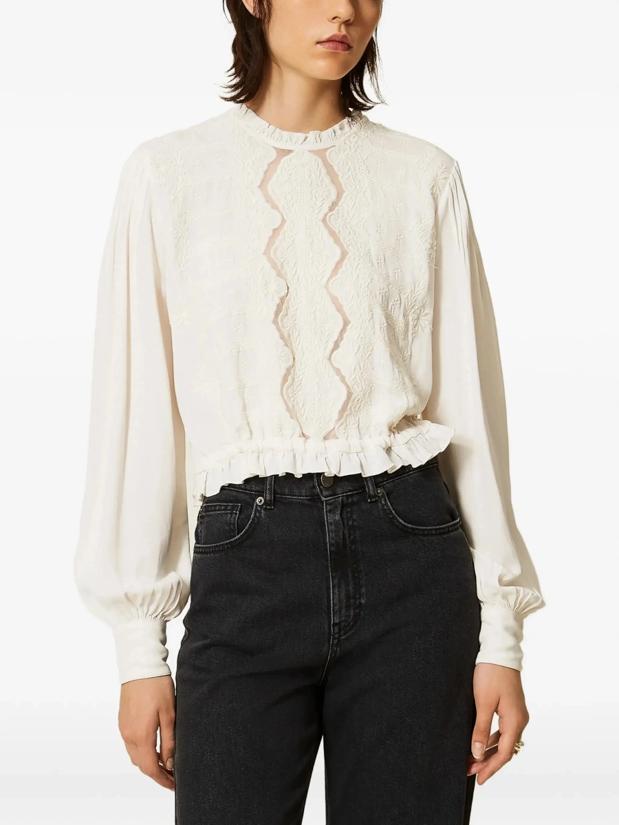 Bluza TWINSET alba din vascoza - Img 4