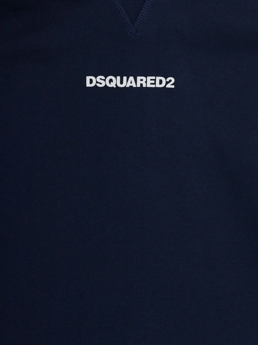 Bluze Blue Hoodie with fixed hood and logo lettering on the front in cotton Boy - Img 5