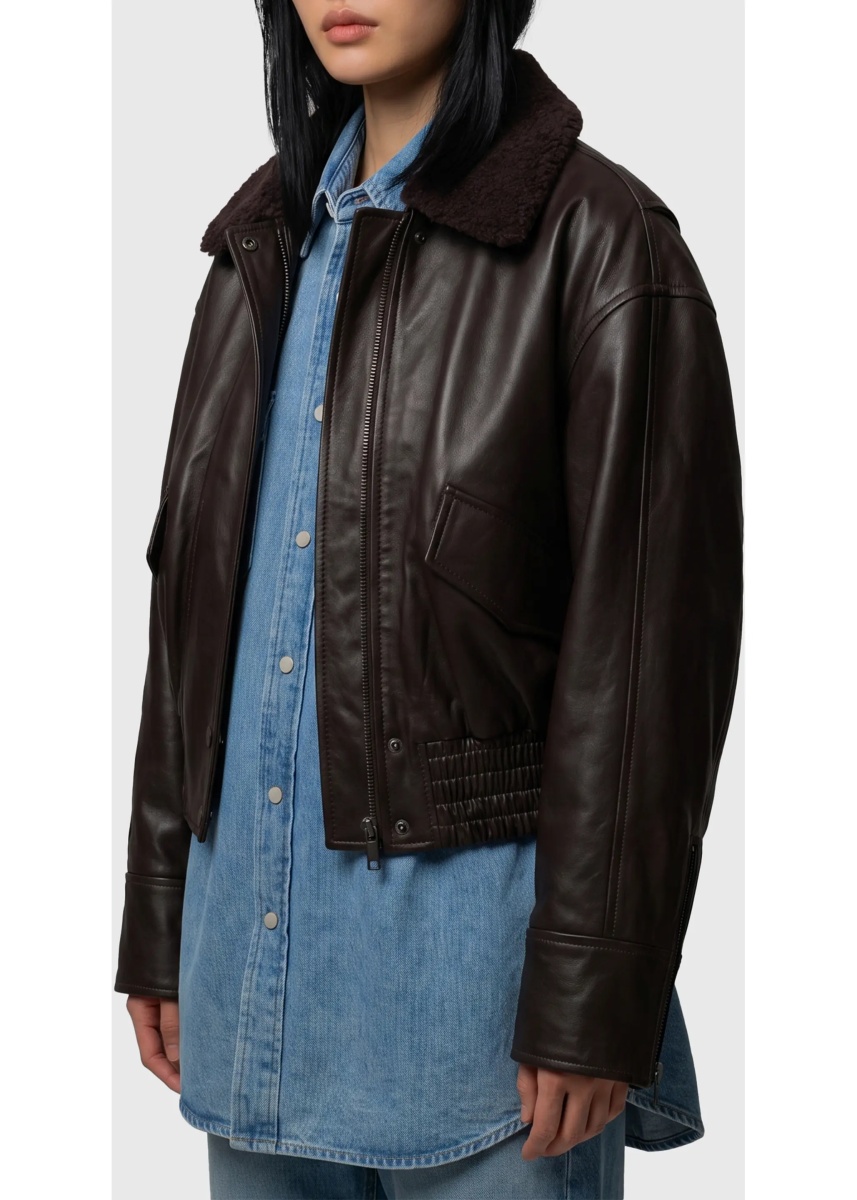 Bomber Dark Leather Iolaila Lane Bomber Jacket - Img 3