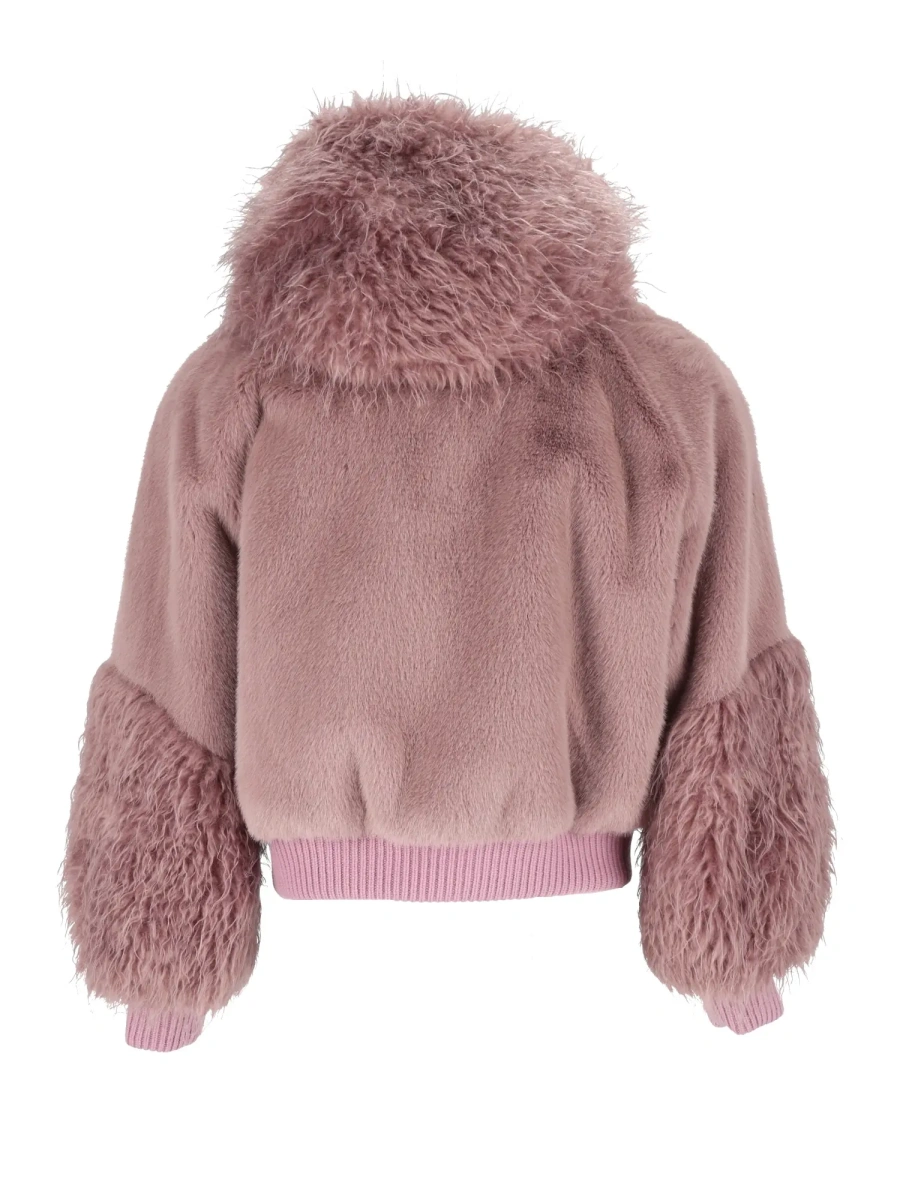 Bomber FAUX REX BOMBER JACKET WITH HOOD AND KNITTED DETAILS - Img 3