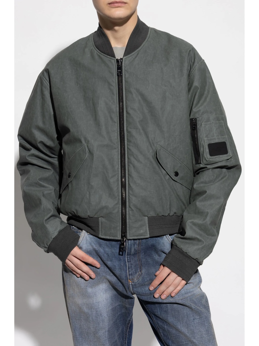 Bomber jacket Dolce &amp; Gabbana gri din bumbac si in - Img 3