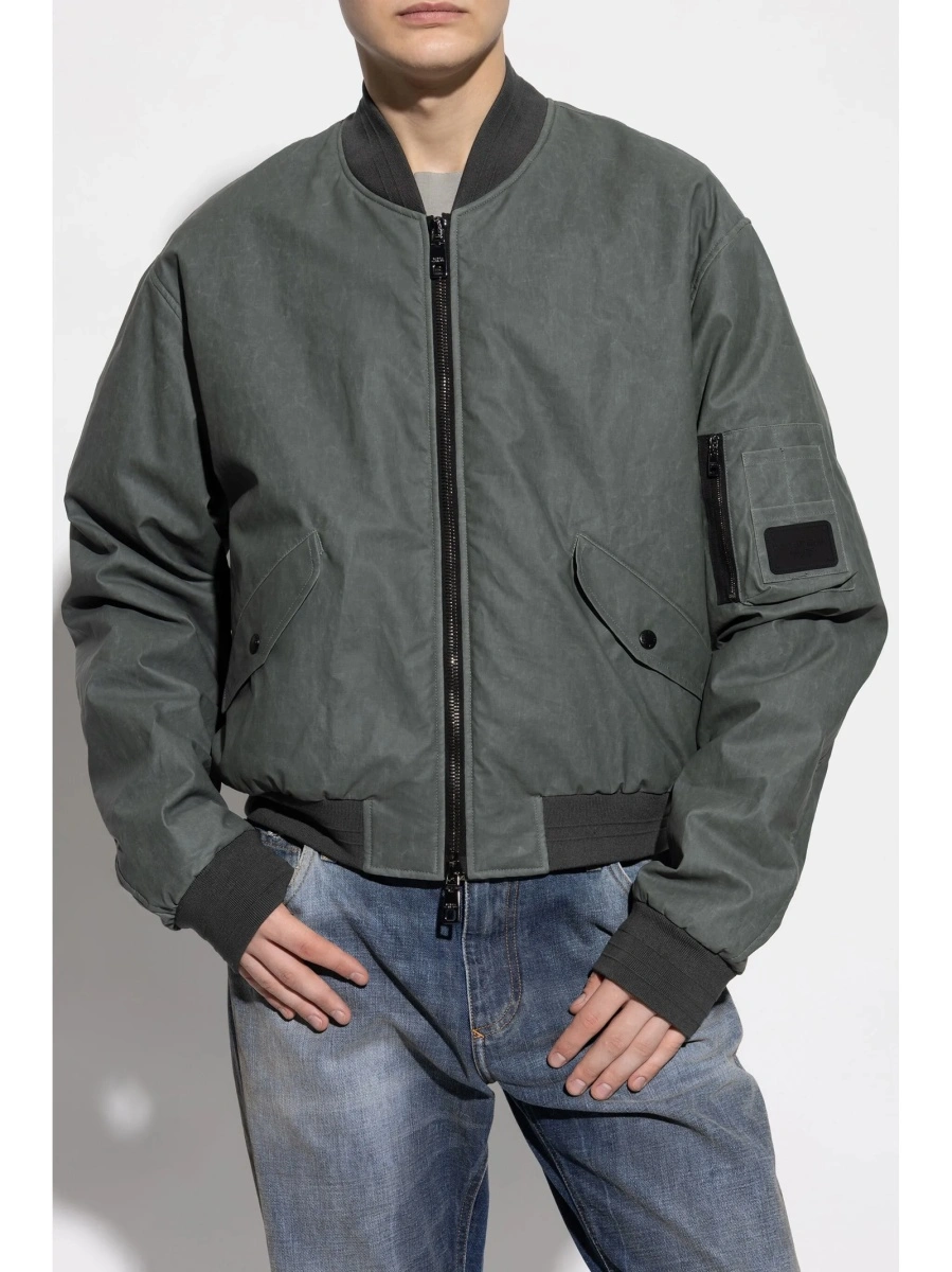 Bomber jacket Dolce &amp; Gabbana gri din bumbac si in - Img 3