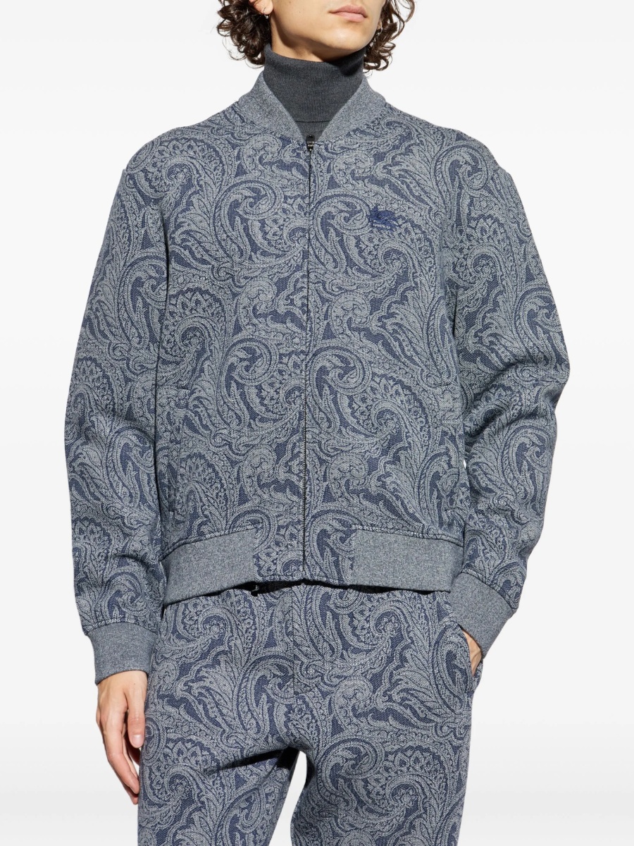 Bomber jacket ETRO albastra din vascoza si poliamida - Img 3