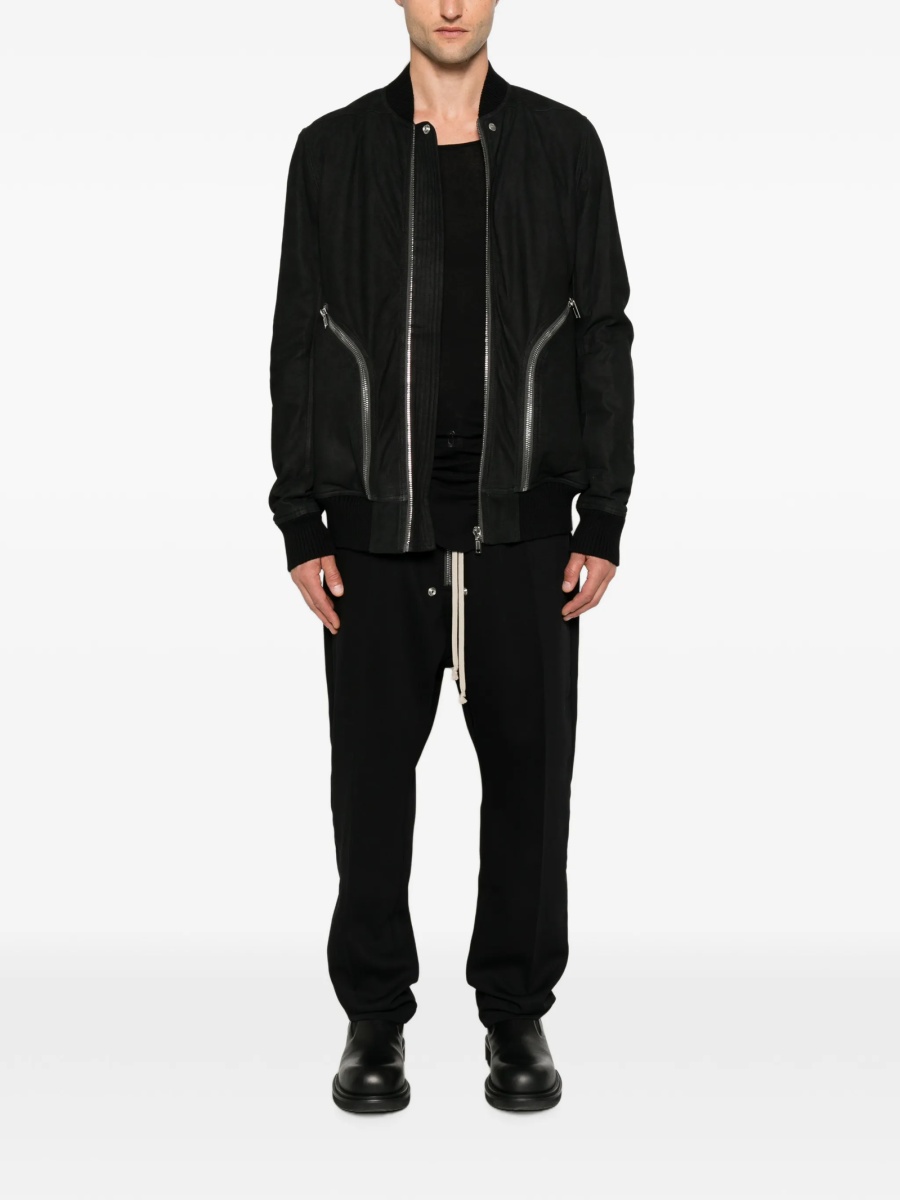 Bomber jacket Rick Owens neagra din piele intoarsa - Img 2