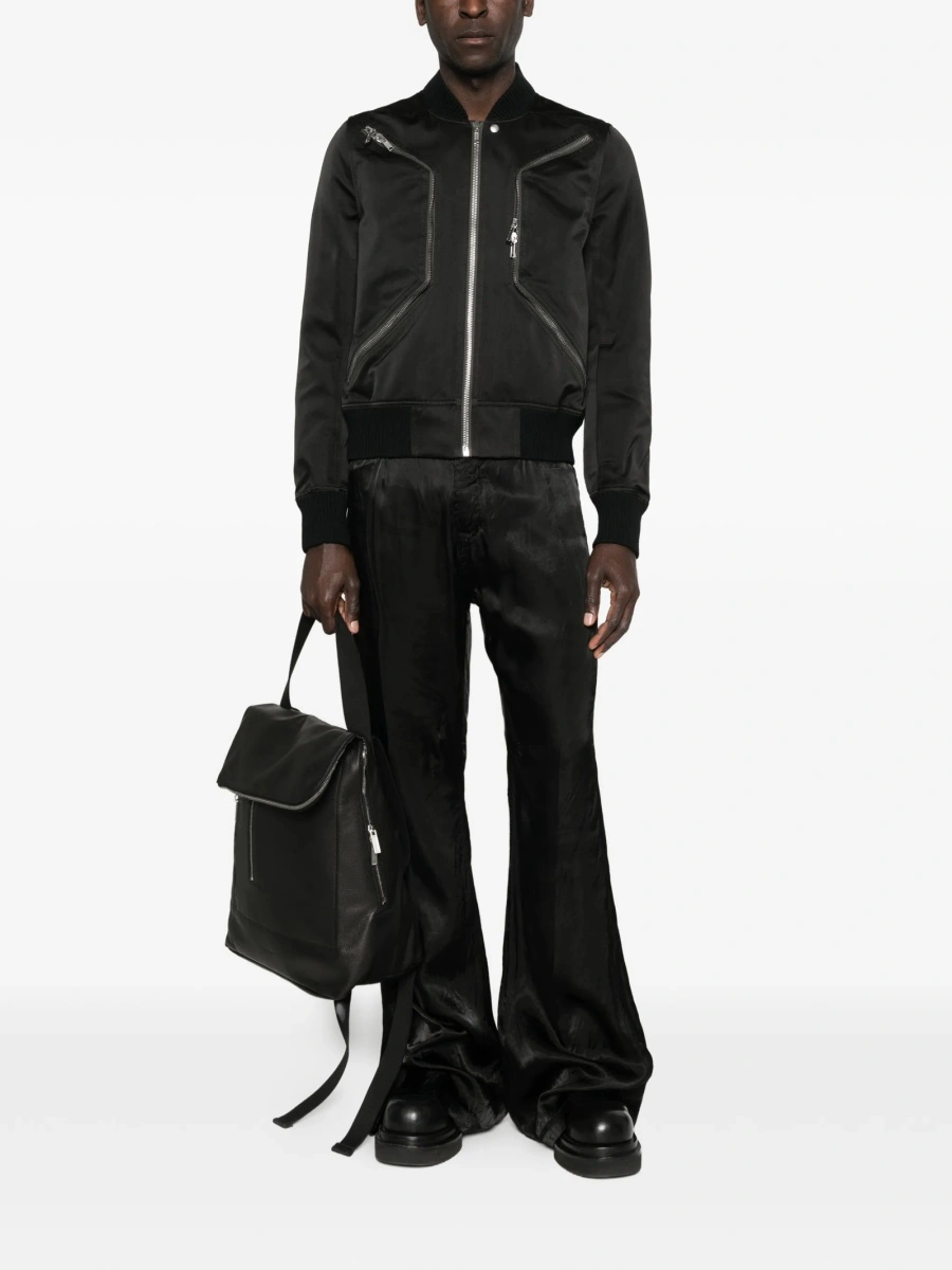 Bomber jacket Rick Owens neagra din poliester reciclat si lana - Img 2