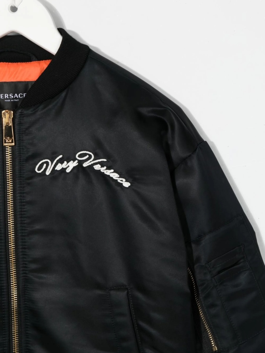 Bomber jacket Versace neagra din polyester si bumbac - Img 3
