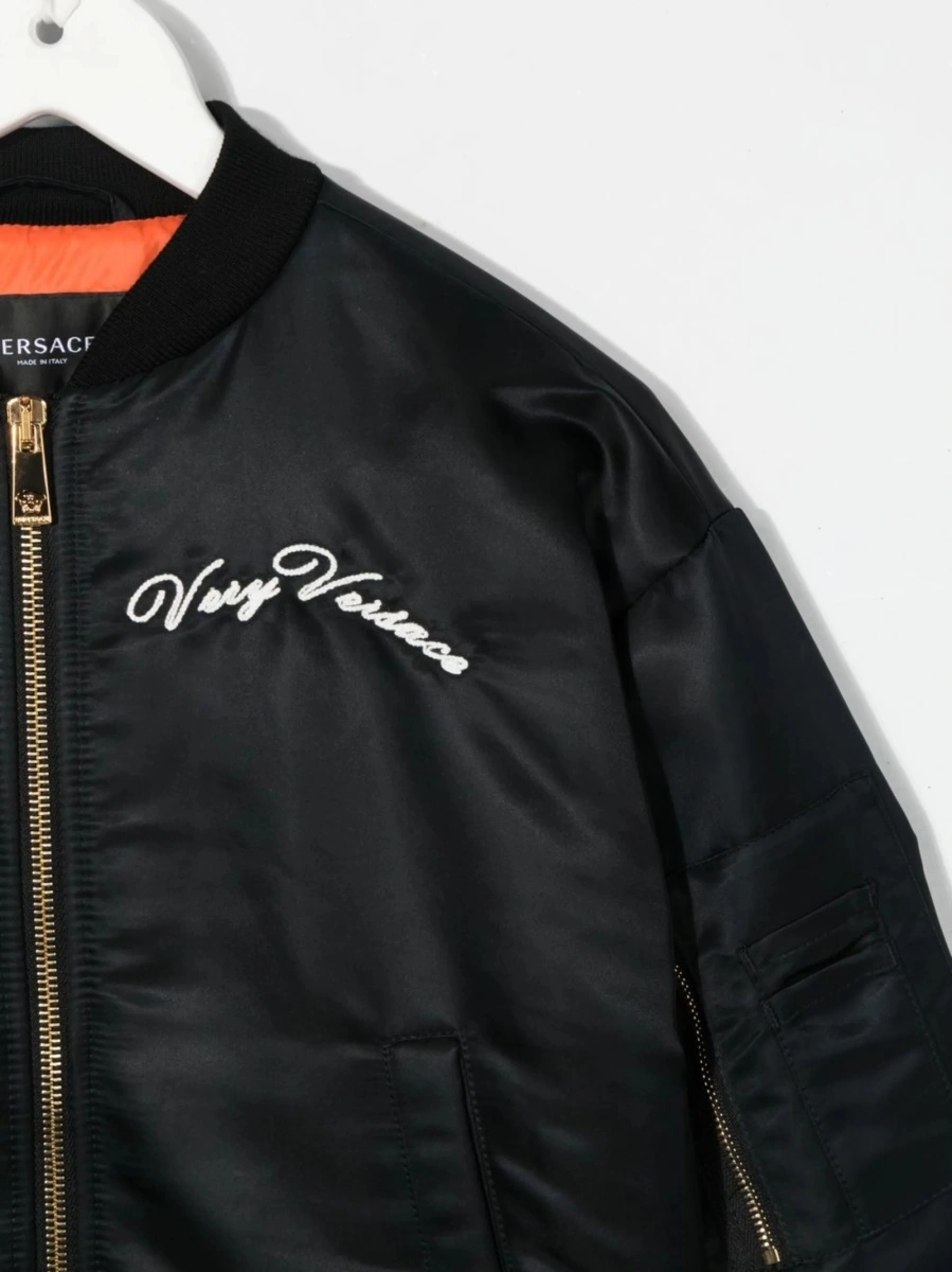 Bomber jacket Versace neagra din polyester si bumbac - Img 3