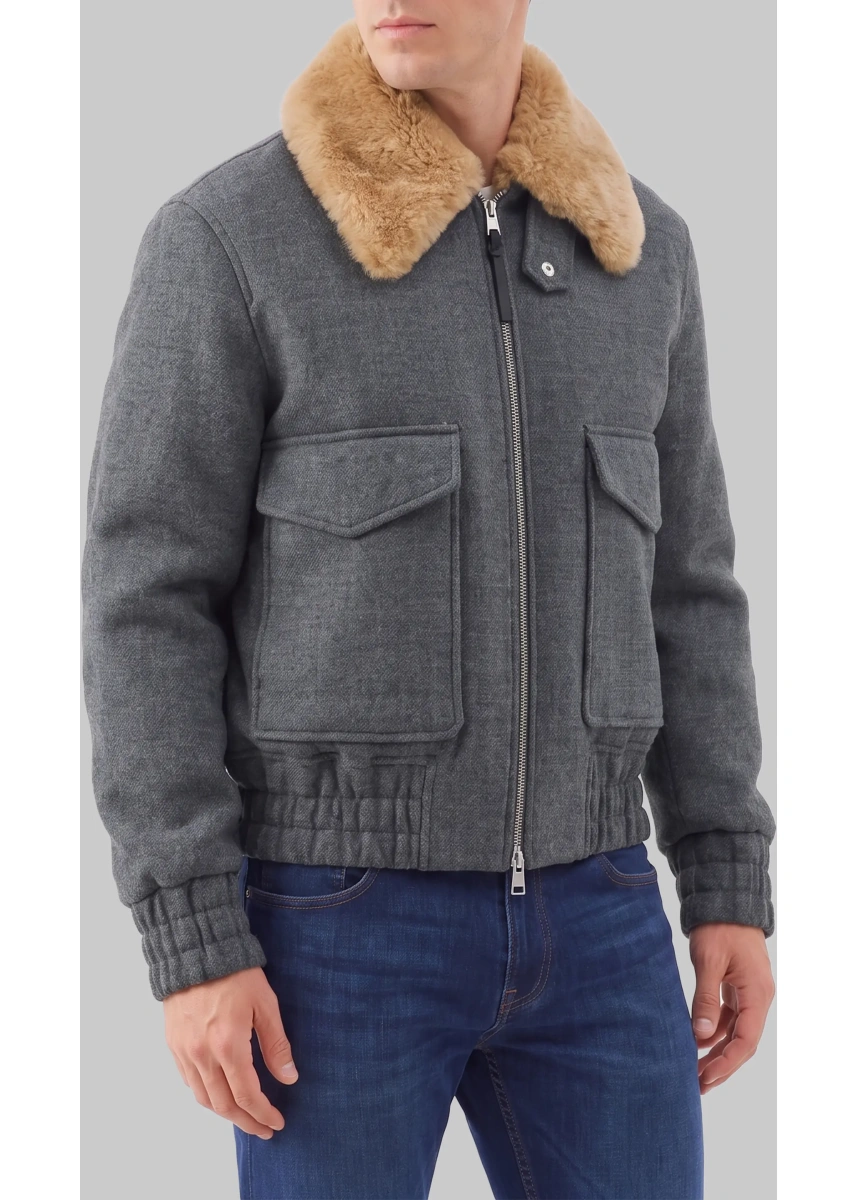 Bomber Virgin Wool Bomber Jacket With Removable Shearling - Img 2
