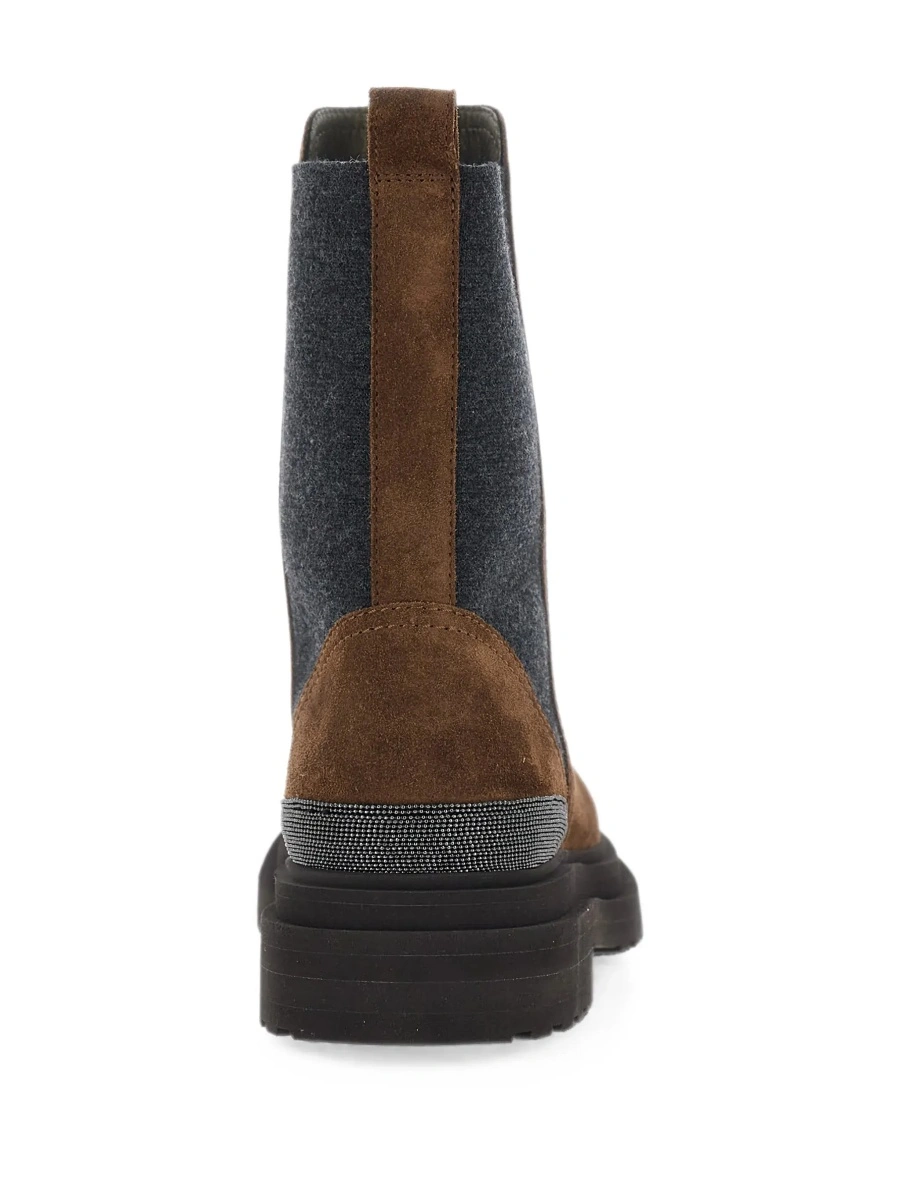 Botine brown ankle boots with Monile detail on the back in suede for women - Img 6
