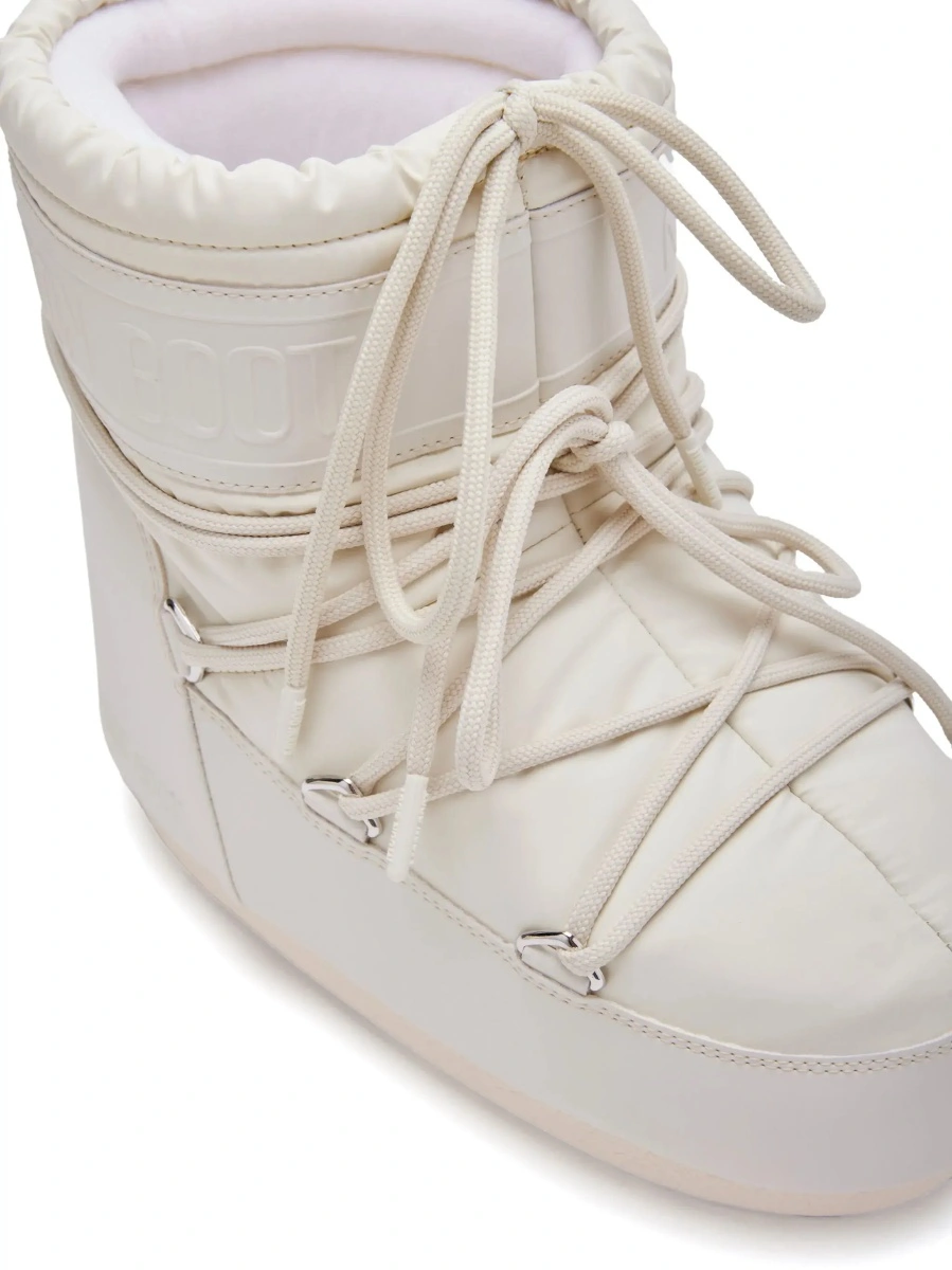 Botine Moon Boot albe din material textil - Img 5